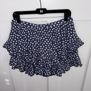NWT Aerie Navy and White Polka Dot tiered skirt-size Large